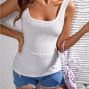 SHEIN White Eyelet Women's Maternity Tank Top